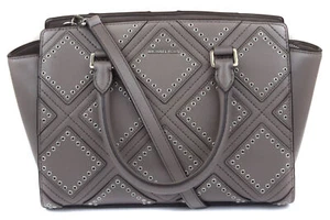 Borsa a tracolla Michael Kors donna grigio cenere Selma diamante Grommet in pelle Ba - Foto 1 di 10