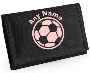 Football & Name Print Personalised Boys Kids Ripper Wallet With Coin Holder Gift - Picture 1 of 12