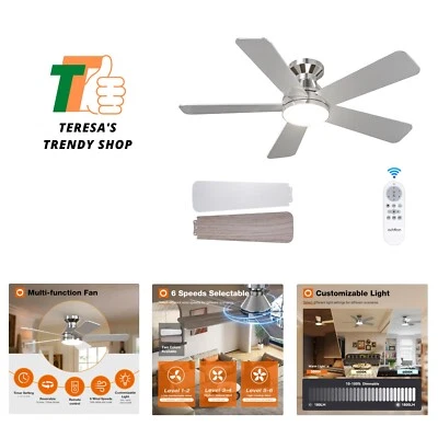 Ceiling Fans with Lights, 42 Inch Low Profile Ceiling Fan with Light And Remo... - Image 1 of 4