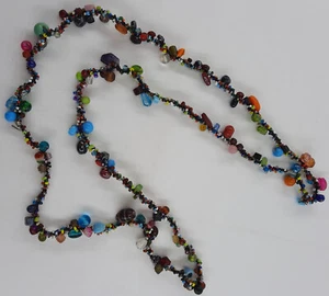 Costume Jewelry Necklace Multi-Colored Beads Of Varying Size, Bright Colors, EUC - Picture 1 of 9