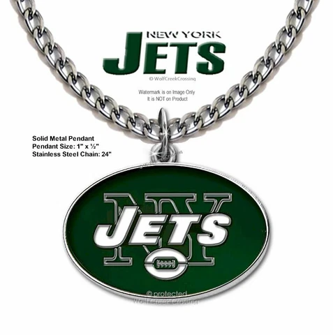 NEW YORK JETS NECKLACE STAINLESS STEEL CHAIN NFL FOOTBALL SPORTS FREE SHIP  #CB' Cover