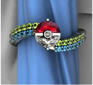 Pokemon Pokeball Engagement Ring Size Q - Picture 1 of 5