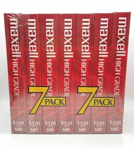 Maxell T-120 VHS HGX-Gold 6 Hour VHS Video Tapes 7 Pack New Sealed - Picture 1 of 5