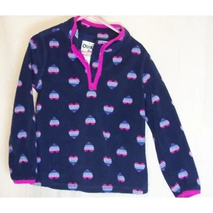 Oshkosh polar fleece 1/4 zip navy with hearts girls sz 4T - Picture 1 of 5