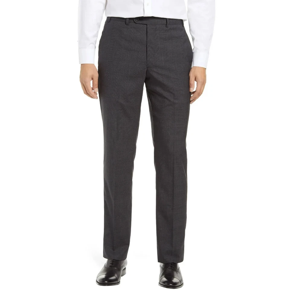 Calça social John W. Nordstrom masculina xadrez Torino lã 44R preta caviar - Imagem 1 de 3