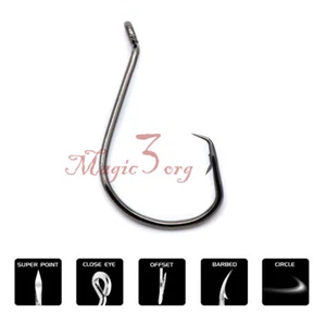 Octopus Fishing Hook High Carbon Steel Saltwater Offset Circle Bass Trout - Picture 1 of 14