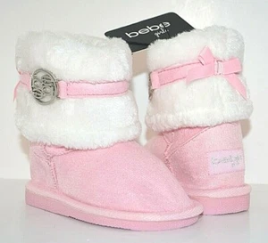 BEBE NIÑAS PEQUEÑAS BOTAS DE INVIERNO DE PIEL SINTÉTICA BOTINES ROSA BLANCO ZAPATOS PRECIO DE VENTA SUGERIDO POR EL FABRICANTE $45 NUEVO - Imagen 1 de 9