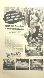 Anuncio impreso vintage Bradley Washfountains Industrial Hygeine Defense Milwaukee 1942 - Imagen 1 de 2