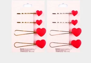 Red hearts hair pin set of 4 - Picture 1 of 1