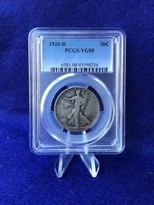 1920-D WALKING LIBERTY SILVER HALF DOLLAR 50c *PCGS VG08 VERY GOOD* - Picture 1 of 4