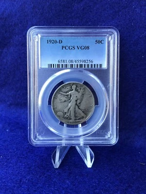 1920-D WALKING LIBERTY SILVER HALF DOLLAR 50c *PCGS VG08 VERY GOOD* - Image 1 of 4