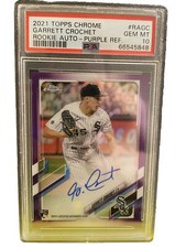Garrett Crochet 2021 Topps Chrome Purple Refractor Auto /250 PSA 10 RC #RA-GC