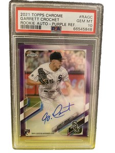 Garrett Crochet 2021 Topps Chrome Purple Refractor Auto /250 PSA 10 RC #RA-GC