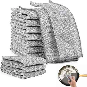 10Pcs Multipurpose Wire Dishwashing Rag Scrubbing Pads Cleaning Cloths Miracle - Picture 1 of 14