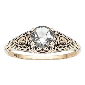 Anillo de Rollo de Amatista Verde Redondo Oro Amarillo 10k Estilo Vintage Genuino Redondo - Imagen 1 de 1