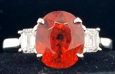 ANILLO ORO BLANCO 14K 4,32CT. ZAFIRO NARANJA NATURAL FORMA OVALADA  Foto 1 de 4