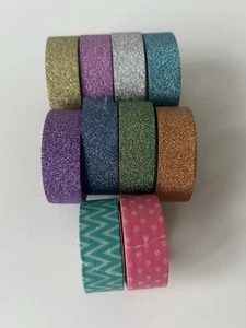 10 Reels of Washi Tape (Glitter Effect & Patterned) - Picture 1 of 4
