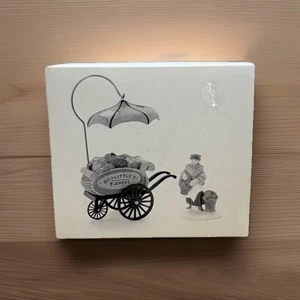 Vintage Christmas Dept 56 Village "Chelsea Market Flower Monger & Cart" Retired - Picture 1 of 5