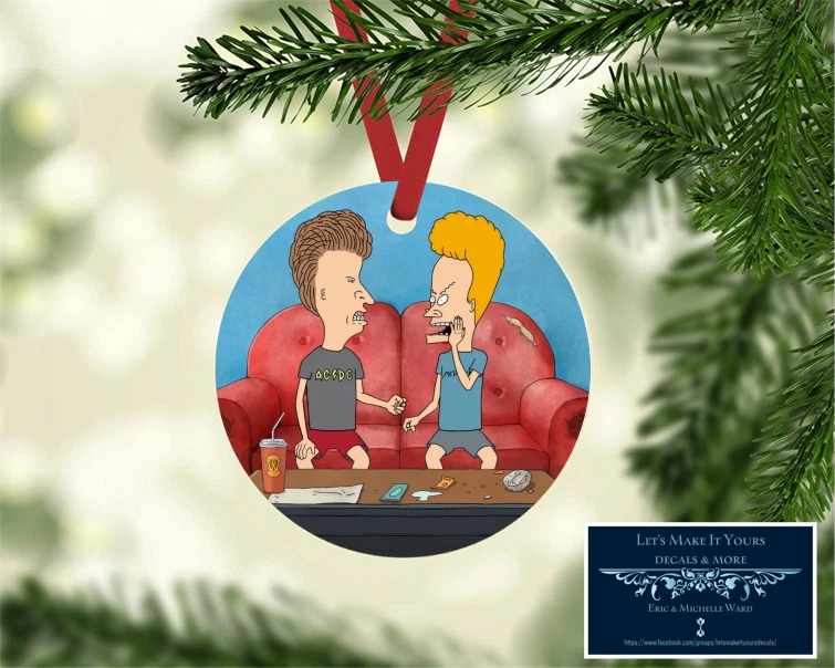 BEAVIS AND BUTTHEAD METAL ADORNO NAVIDAD ETIQUETA EQUIPAJE DECORACIÓN ETIQUETA REGALO d4 Foto 1 de 1