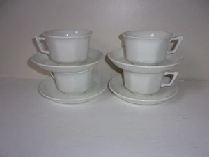 Adams English Ironstone Empress White 4 Cups & 5 Saucers - Picture 1 of 8