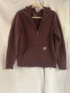 Carhartt Maroon Relaxed fit 1/4 Zip Sweatshirt Youth Boys M 8-10 - Picture 1 of 9
