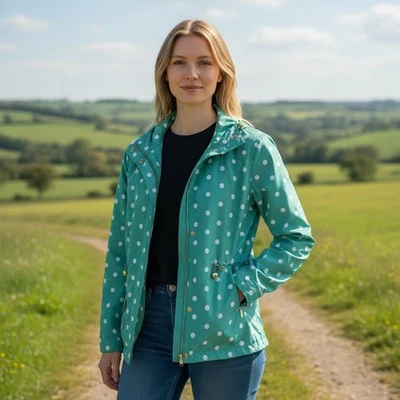 Женская легкая куртка с капюшоном Crown & Ivy зеленый белый горошек размер S - Изображение 1 из 4