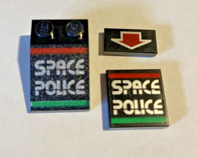 Lego 3X  3298pb010 Black Slope 3 x 2 Space Police 6984 1969 6957