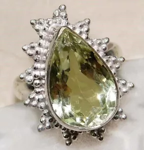 5CT Natural Green Amethyst 925 Sterling Silver Ring Jewelry Sz 7.5 @B15-4 - Picture 1 of 2