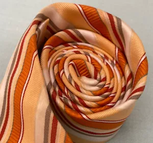 100% Silk Tie Pierre Cardin Striped Pre-Loved Corporate Wear Yellow Brown Gold - Picture 1 of 15