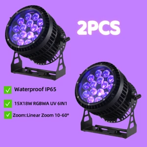 2PCS/Waterproof RGBWA UV LED Par Stage Lighting DMX DJ Par Light IP65 XMAS Party - Picture 1 of 9