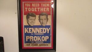 ORIGINAL AND AUTHENTIC FRAMED JOHN F KENNEDY / PROKOP JFK CAMPAIGN POSTER SCARCE