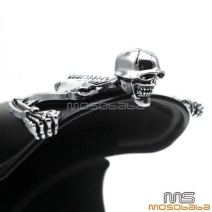 Chrome Skull Headlight Ornament For Harley Chopper Bobboer 7'' Headlight Fender - Picture 1 of 9