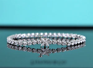 $31,700 Tiffany & Co Victoria Platinum Marquise Round Diamond Tennis Bracelet 6" - Picture 1 of 11