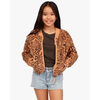 Billabong Girls' Wild Zip-Up Bomber Jacket Brown Size Small NWT - Image 1 of 4