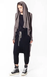 New $1240 Rick Owens Convertible Hood Cardigan Poncho Size XS - Picture 1 of 7
