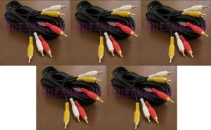 Paquete de 5 cables compuestos de audio video video AV chapados en oro de 6 pies 3 RCA macho a macho 6 pies - Imagen 1 de 1