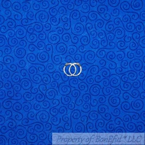 BonEful Fabric FQ Cotton Quilt Navy Blue Swirl Scroll Calico Small Holiday Print - Picture 1 of 11