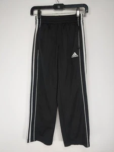 Adidas Black White Striped Knit Youth Kids Drawstring Sweatpants Size S - Picture 1 of 6