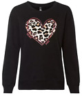 Women Sweatshirt Organic Cotton Leopard Heart Print Ladies Top UK 14/16 EU 40/42