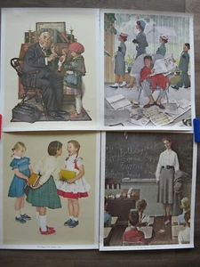 LOT OF 4 NORMAN ROCKWELL PRINTS TEACHER MISSING TOOTH SUNDAY MORNING DOCTOR DOLL - Picture 1 of 5