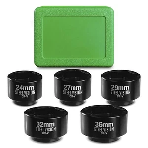 5piece 3/8" Drive Low Profile Oil Filter Socket Set Metric 24mm 27mm 29mm 32mm 3 - Picture 1 of 8