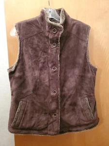 Eddie Bauer Seattle Suede Leather Brown Vest Button Down Size: Large (EUC) - Picture 1 of 3