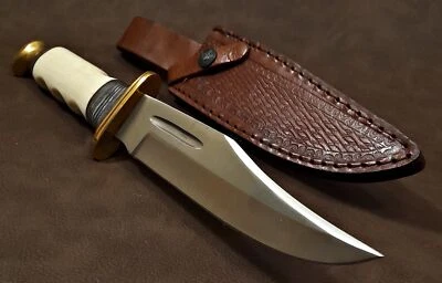 11.25" Real Bone Fixed Blade Bowie Hunter EDC Knife - Image 1 of 4