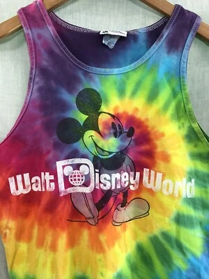 Walt Disney World Mickey Mouse Tie-Dye Tank Top Spiral Rainbow Graphic Tee M - Image 1 of 4