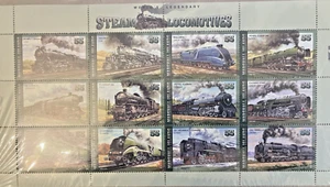 STEAM LOCOMOTIVES STAMPS SHEET 1996 C102 STEAM TRAIN RAILROAD - Picture 1 of 1
