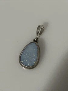 PLATA ESTERLINA Juego Bisel Colgante Ópalo Azul 1" Largo 6c - Imagen 1 de 5