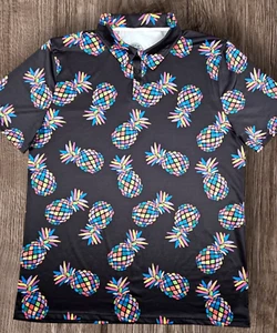 Proud 90 Herren XL Neon Ananas Party Bunt Hawaii Golf Poloshirt - Bild 1 von 3