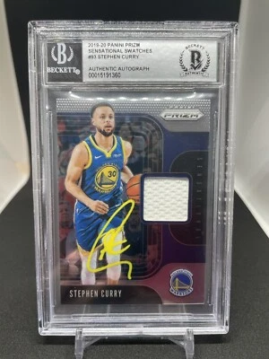 Camiseta deportiva Panini Prizm Stephen Curry 2019-20 automática #1/1 muestras sensacionales BGS BGA Foto 1 de 2