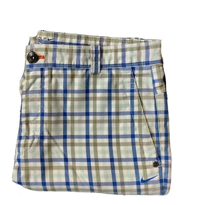Nike Golf Pants 34x34 Blue White Plaid Dri Fit Tour Performance Activewear Chino - Picture 1 of 11
