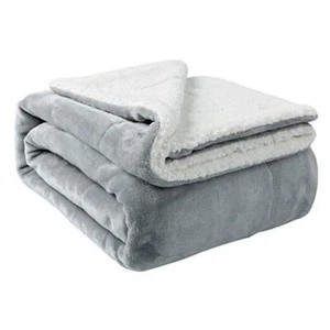 Sherpa Blanket Twin Thick Warm Blanket for Winter Bed Twin(60"x80") Light Grey - Picture 1 of 7